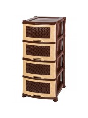 Уценка 22-2935 Комод пластиковый VIOLET Плетенка 035401, 4 секции, бежевый/коричневый