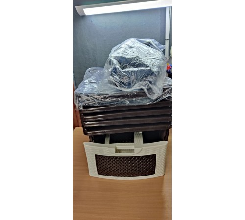 Уценка 22-2935 Комод пластиковый VIOLET Плетенка 035401, 4 секции, бежевый/коричневый