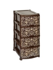 Уценка 23-0405 Комод пластиковый VIOLET Элегант 035272, 4 секции, темный 