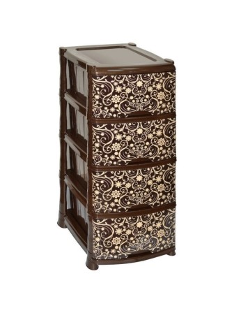 Уценка 23-0405 Комод пластиковый VIOLET Элегант 035272, 4 секции, темный 