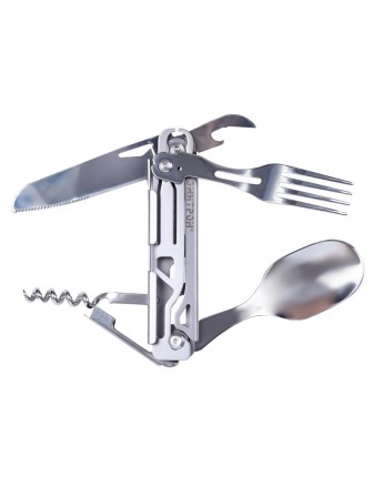 Мультитул туристический, набор складных столовых приборов ЭМИТРОН 6 в 1