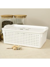 Корзинка для хранения с крышкой 3,8 л Лофт VIOLET 295х185х105 мм, цвет белый