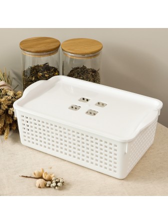 Корзинка для хранения с крышкой 3,8 л Лофт VIOLET 295х185х105 мм, цвет белый