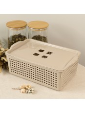 Корзинка для хранения с крышкой 3,8 л Лофт VIOLET 295х185х105 мм, цвет латте