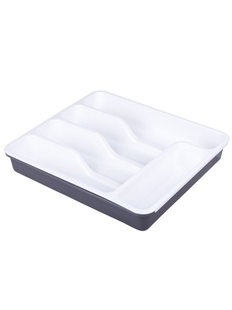 Лоток органайзер для столовых приборов раздвижной Violet, белый/серый