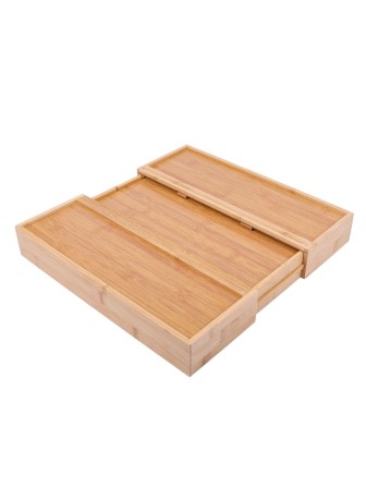 Лоток для столовых приборов раздвижной Mallony BAMBOO деревянный, 36х26(38)х5,5 см
