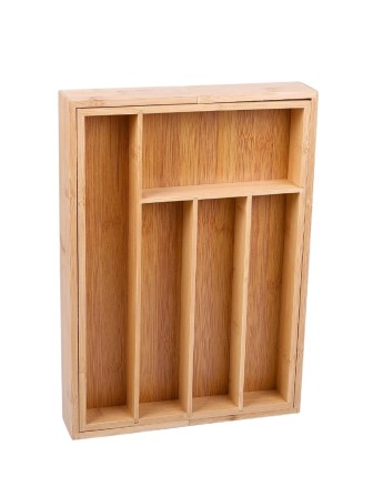 Лоток для столовых приборов раздвижной Mallony BAMBOO деревянный, 36х26(38)х5,5 см