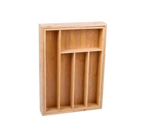 Лоток для столовых приборов раздвижной Mallony BAMBOO деревянный, 36х26(38)х5,5 см