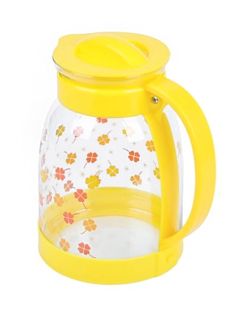 Кувшин для воды 1,8 л MALLONY BROCCA-1800 с крышкой, жаропрочное стекло, желтый в цветочек