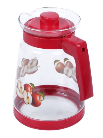 Кувшин для воды стеклянный 2,5 л Mallony Pentola-2500 красный, жаропрочное стекло