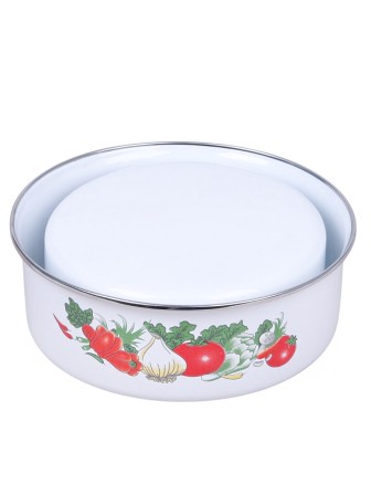 Миски эмалированные с крышками набор 3 шт. MALLONY FAMILIA "Овощи", 600/ 850/ 1250 мл