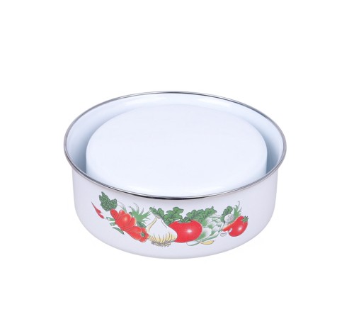 Миски эмалированные с крышками набор 3 шт. MALLONY FAMILIA "Овощи", 600/ 850/ 1250 мл