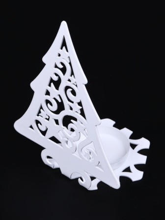 Подсвечник металлический белый "Елка со звездами" Омский свечной