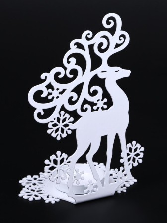 Подсвечник металлический белый "Олень" Омский свечной, 14.5х9.5 см