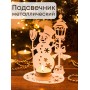 Подсвечник новогодний металлический белый "Снеговик" Омский свечной