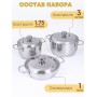 Набор посуды из нержавеющей стали Амет 6 предметов исполнение 1