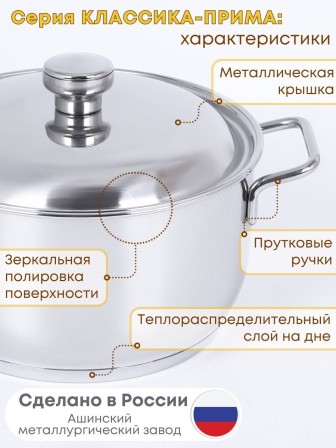 Набор посуды из нержавеющей стали Амет 6 предметов исполнение 1