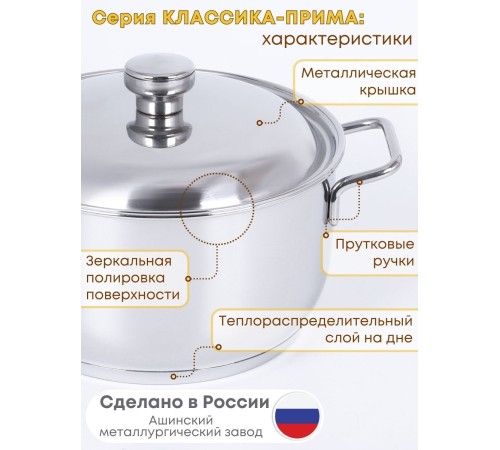 Набор посуды из нержавеющей стали Амет 6 предметов исполнение 1