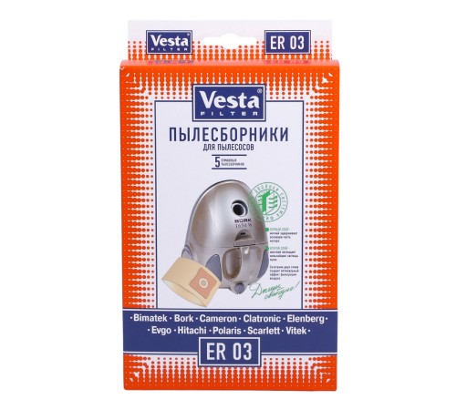 К-т пылесборников VESTA ER 03 5 шт. бумаж. К-т пылесборников VESTA ER 03 5 шт. бумаж.
