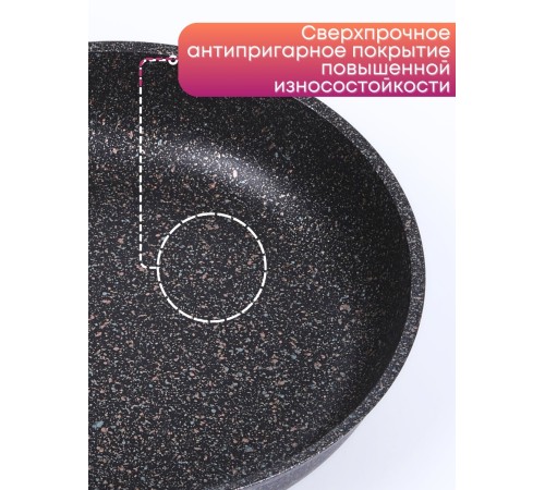 Сковорода со съёмной ручкой Kukmara Granit Ultra сго222а, 22 см, антипригарное покрытие