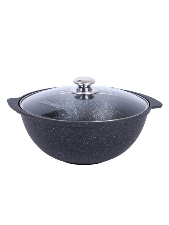 Казан для плова со стеклянной крышкой Kukmara Мраморная кмт47а, 4,5 л, антипригарное покрытие