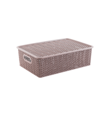 Корзинка "Вязь" 7,5л 350х 245х105мм с крышкой (розовый нюд)
