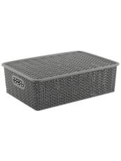 Корзинка "Вязь" 7,5л 350х 245х105мм с крышкой (серый)