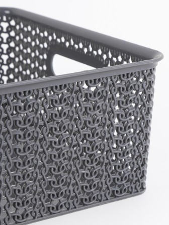 Корзинка "Вязь" 7,5л 350х 245х105мм с крышкой (серый)