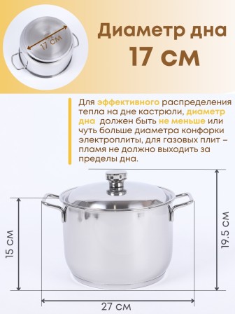 Кастрюля Классика-Прима 4 л, 20 см с ТРС, крышка металл