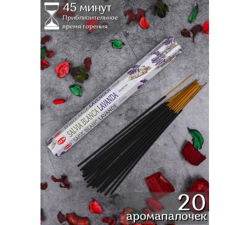 Благовония HEM, шестигранники, Белый шалфей Лаванда (White sage Lavender)