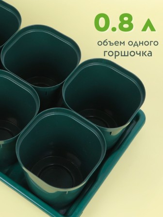Набор горшков для рассады М8237 8шт, 0,8л, поддон Альтернатива