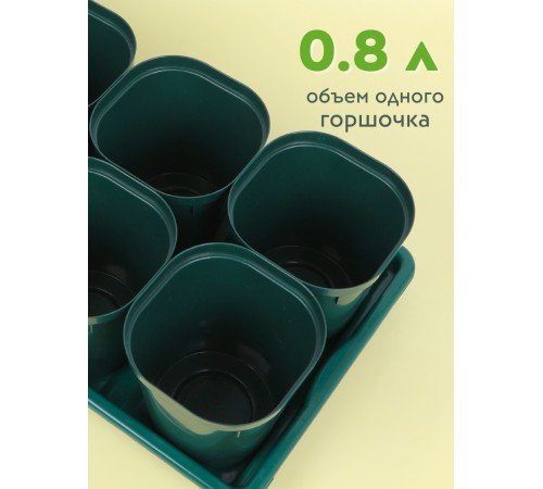 Набор горшков для рассады М8237 8шт, 0,8л, поддон Альтернатива Набор горшков для рассады М8237 8шт, 0,8л, поддон Альтернатива