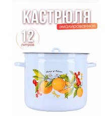 Кастрюля 12л С-1624/4Рб Фруктовая фантазия голубая, с крышкой