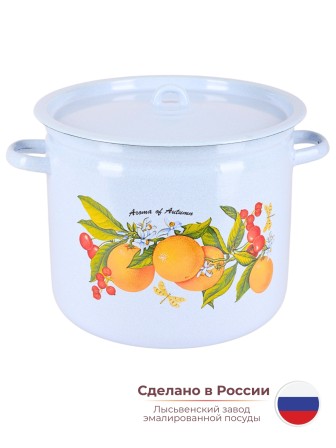 Кастрюля 12л С-1624/4Рб Фруктовая фантазия голубая, с крышкой