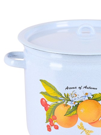 Кастрюля 12л С-1624/4Рб Фруктовая фантазия голубая, с крышкой