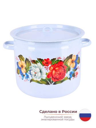 Кастрюля 12л С-1624/4Рб Татьяна - голубая, с крышкой