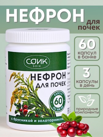 БАД Нефрон для почек с брусникой и золотарником, 60 капс.