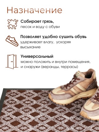 Коврик придверный VORTEX 22397 Hall, 40 х 60 см