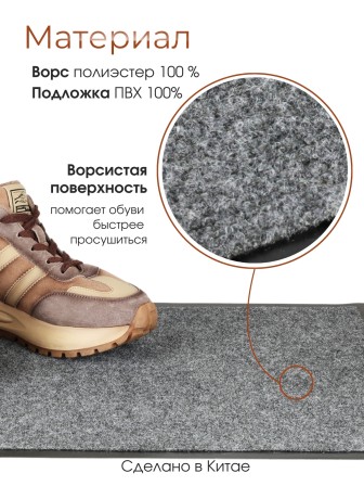 Коврик влаговпитывающий ребристый VORTEX 24189 TRIP 40 х 60 см, серый