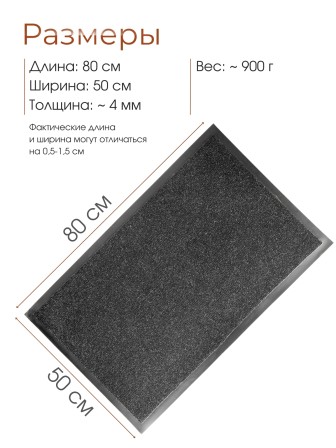 Коврик влаговпитывающий ребристый VORTEX 24193 TRIP, 50 х 80 см, черный