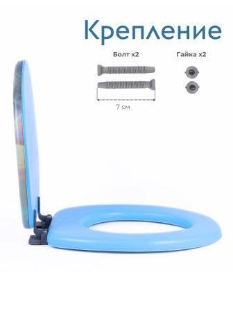 Сиденье для унитаза мягкое голубое с рисунком два лебедя на фоне рассвета