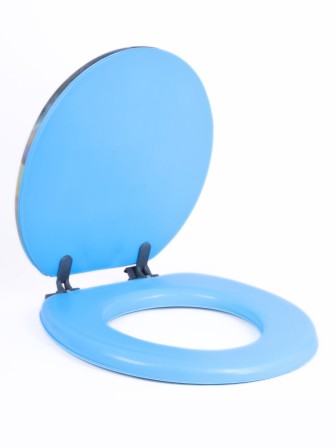 Сиденье для унитаза мягкое голубое с рисунком два лебедя на фоне рассвета