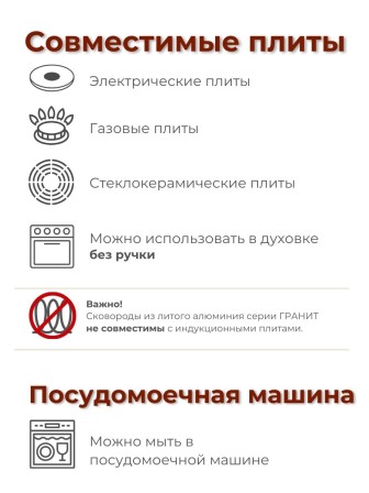 Сковорода Гранит star С026803 26см, съемная ручка, стеклянная крышка