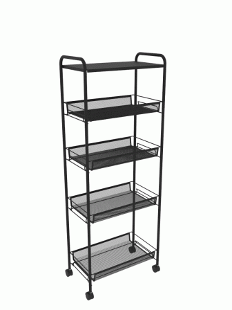 Этажерка Ладья 35КС черная, на колесиках Э410Ч