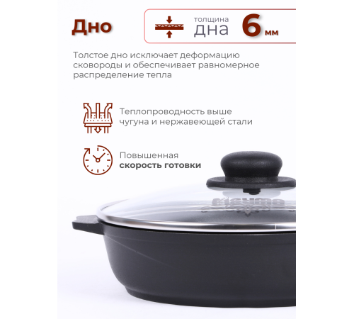Сковорода Престиж 24см C24506, антипригарная, несъемная ручка, стеклянная крышка крышка Сковорода Престиж 24см C24506, антипригарная, несъемная ручка, стеклянная крышка крышка