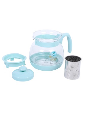 Чайник заварочный MALLONY Mentolo-950 0,95л стекло рисунок голубой цветок Everyday