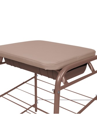 Этажерка-банкетка для обуви с мягким сиденьем из экокожи и ящиком БП1-1/К коричневая