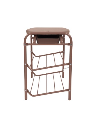 Этажерка-банкетка для обуви с мягким сиденьем из экокожи и ящиком БП1-1/К коричневая