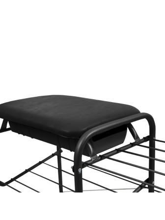 Этажерка для обуви с мягким сиденьем из экокожи и ящиком ЭТП1-1/Ч черная