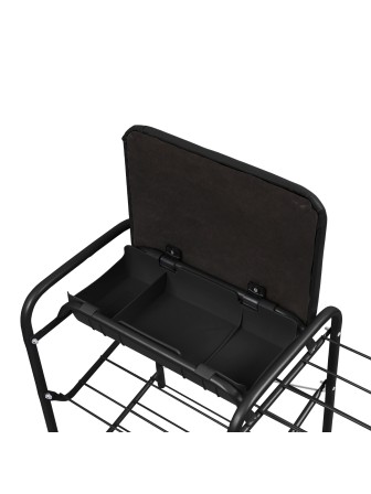 Этажерка для обуви с мягким сиденьем из экокожи и ящиком ЭТП1-1/Ч черная